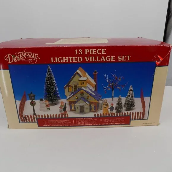Lemax Dickensvale 11 Piece Lighted Village Set Christmas Decoration Vtg Box FLAW - Picture 10 of 11